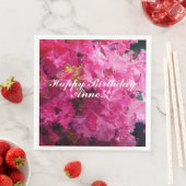 Serviette En Papier Joyeux Anniversaire Fleurs roses Nom personnalisé (En situation)