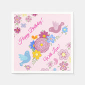 Serviette En Papier Joyeux anniversaire Fleurs sauvages Jardin Oiseaux (Devant)
