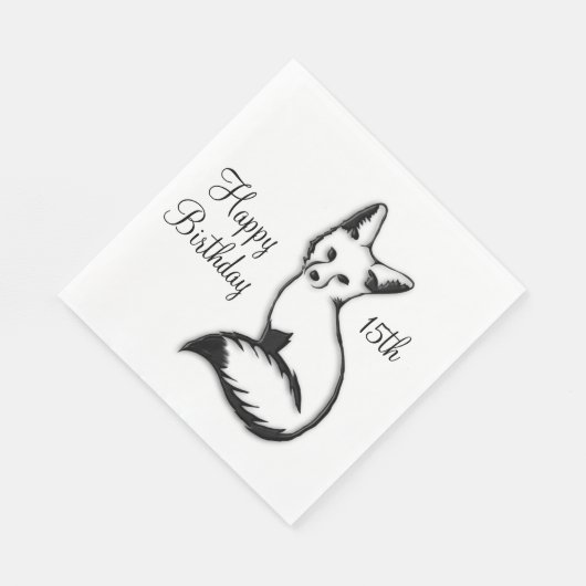 Serviette En Papier Joyeux anniversaire Fox w Age (Coin)