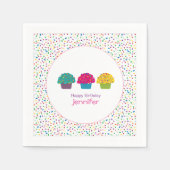 Serviette En Papier Joyeux Anniversaire Frosted Sprinkle Cupcake (Devant)