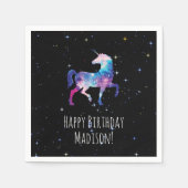 Serviette En Papier Joyeux anniversaire Galaxy Unicorn (Devant)