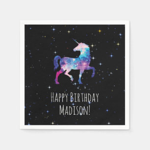Serviette En Papier Joyeux anniversaire Galaxy Unicorn