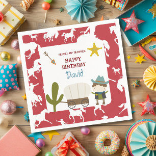 Serviette En Papier Joyeux Anniversaire Garçon Cheval Rouge Mignon