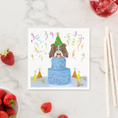 Serviette En Papier Joyeux Anniversaire Gâteau Cavalier King Charles (En situation)