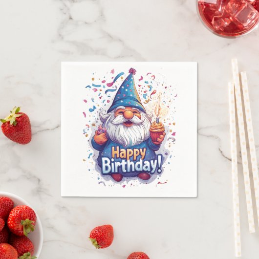 Serviette En Papier Joyeux anniversaire Gnome : Whimsical Birthday Des (En situation)