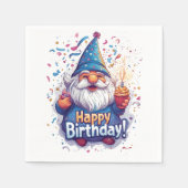 Serviette En Papier Joyeux anniversaire Gnome : Whimsical Birthday Des (Devant)