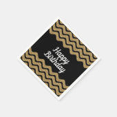 Serviette En Papier Joyeux Anniversaire Gold Et Black Stripes (Coin)