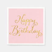 Serviette En Papier Joyeux Anniversaire Gold Faux Parties scintillant  (Devant)