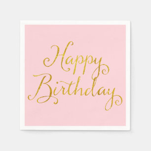 Serviette En Papier Joyeux Anniversaire Gold Faux Parties scintillant