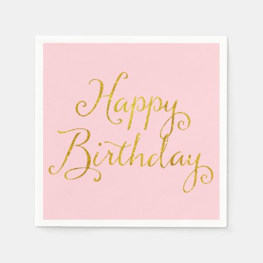 Serviette En Papier Joyeux Anniversaire Gold Faux Parties scintillant  (Devant)
