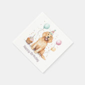 Serviette En Papier Joyeux Anniversaire Golden Retriever Chien (Coin)