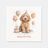 Serviette En Papier Joyeux Anniversaire Goldendoodle Chien Birthday Ca (Devant)