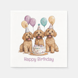 Serviette En Papier Joyeux Anniversaire Goldendoodle Chiens Anniversai