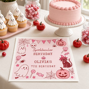 Serviette En Papier Joyeux Anniversaire Halloween Personnalisé Rose Ro