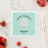 Serviette En Papier Joyeux anniversaire Hippo Cute Party Animal (En situation)