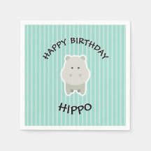 Joyeux anniversaire Hippo Cute Party Animal