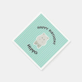 Serviette En Papier Joyeux anniversaire Hippo Cute Party Animal (Coin)