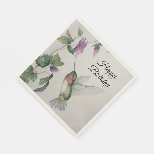 Serviette En Papier Joyeux anniversaire Hummingbird Party Amusant élég (Coin)