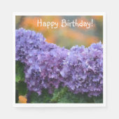 Serviette En Papier Joyeux Anniversaire Impressionniste Purple Hydrang (Devant)