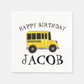 Serviette En Papier Joyeux Anniversaire Jaune École Bus Enseignant Édu (Devant)