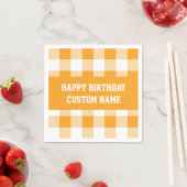 Serviette En Papier Joyeux anniversaire Jaune En vichy (En situation)