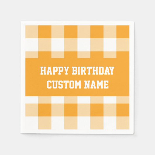 Serviette En Papier Joyeux anniversaire Jaune En vichy (Devant)