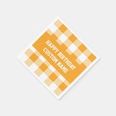 Serviette En Papier Joyeux anniversaire Jaune En vichy (Coin)