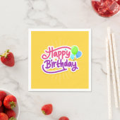 Serviette En Papier Joyeux Anniversaire Jaune Papier Party Napkin (En situation)