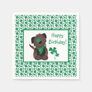 Serviette En Papier Joyeux Anniversaire Jour Chien Shamrock Vert