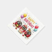 Serviette En Papier Joyeux anniversaire Ladybugs (Coin)