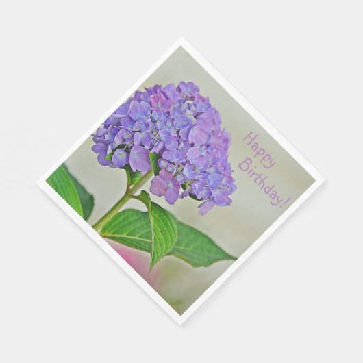 Serviette En Papier Joyeux Anniversaire Lavande Hydrangea (Coin)