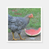 Serviette En Papier Joyeux Anniversaire Le poulet aime la pastèque (Devant)
