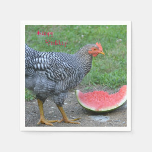 Serviette En Papier Joyeux Anniversaire Le poulet aime la pastèque