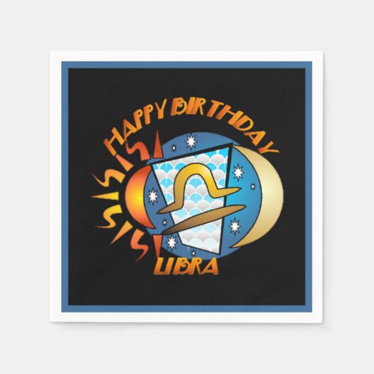 Serviette En Papier Joyeux Anniversaire Libra Zodiac Signal de naissan (Devant)