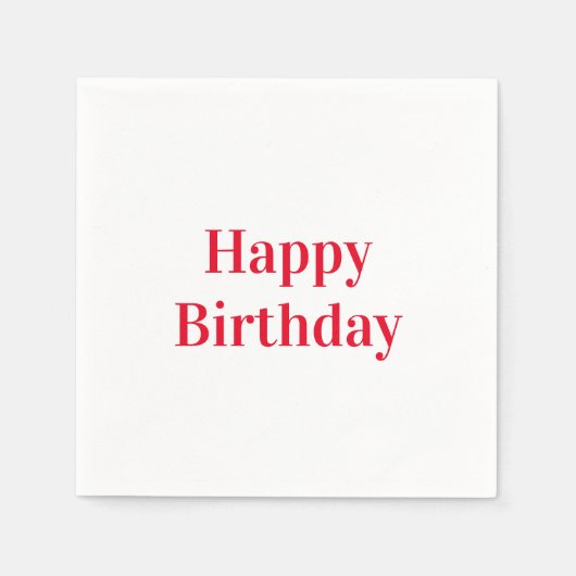Serviette En Papier "Joyeux anniversaire" livre blanc rouge (Devant)