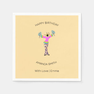 Serviette En Papier Joyeux Anniversaire, Magnifique Balise Cadeau Joye