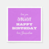 Serviette En Papier Joyeux Anniversaire Maman Chic Script Nom Élégant  (Devant)