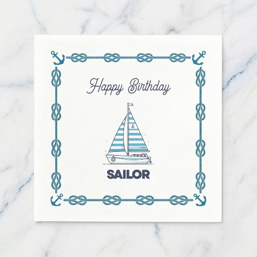 Serviette En Papier Joyeux Anniversaire Marin