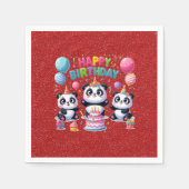 Serviette En Papier Joyeux Anniversaire, Mes Trois Pandas, (Devant)