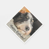 Serviette En Papier Joyeux anniversaire mignon Bernedoodle (Coin)