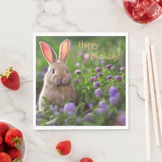 Serviette En Papier Joyeux Anniversaire Mignonne Bunny (En situation)