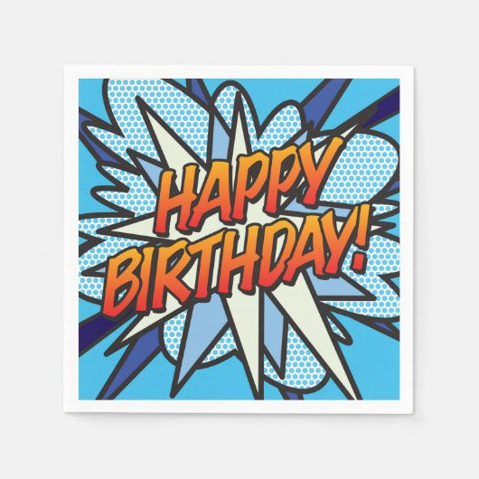 Serviette En Papier Joyeux anniversaire Modern Fun Bleu (Devant)