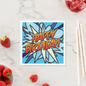 Serviette En Papier JOYEUX ANNIVERSAIRE Moderne Fun Blue (En situation)