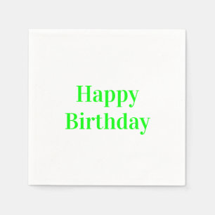 Serviette En Papier "Joyeux anniversaire" néon livre blanc vert