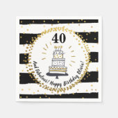 Serviette En Papier Joyeux anniversaire n'importe quel âge Noir, Blanc (Devant)