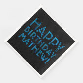Serviette En Papier Joyeux anniversaire (N'IMPORTE QUEL NOM) | Bleu et (Coin)