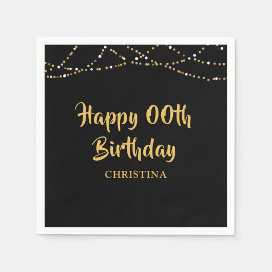 Serviette En Papier Joyeux anniversaire N'IMPORTE QUELLE ANNÉE Lumière (Devant)