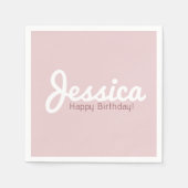 Serviette En Papier Joyeux anniversaire, Nom personnalisable | Or Rose (Devant)