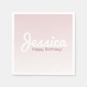 Serviette En Papier Joyeux anniversaire, Nom personnalisable | Rose Om (Devant)