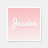 Serviette En Papier Joyeux anniversaire, Nom personnalisable | Rose ro (Devant)